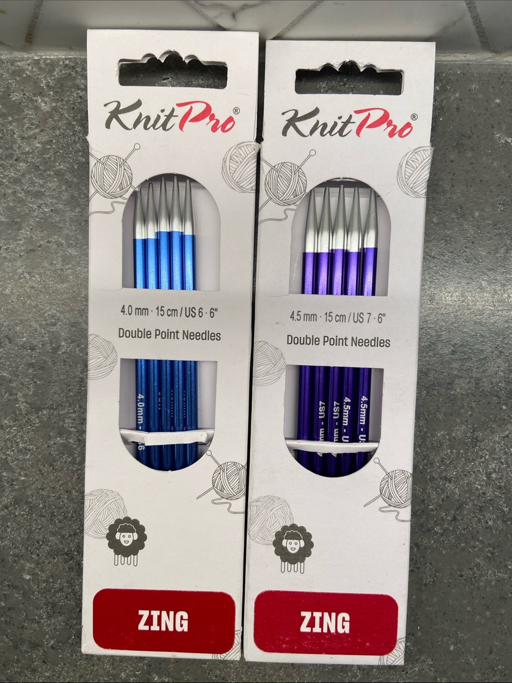 KnitPro Zing Double Point Needles - 4.0 and 4.5 mm